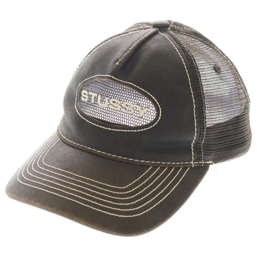 STUSSY（ステューシー） Cut Out Leather Trucker Cap ロゴ刺繍 カット