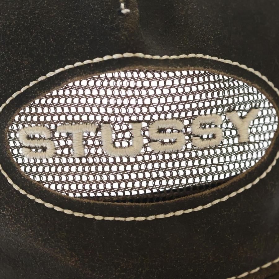 STUSSY（ステューシー） Cut Out Leather Trucker Cap ロゴ刺繍 カット
