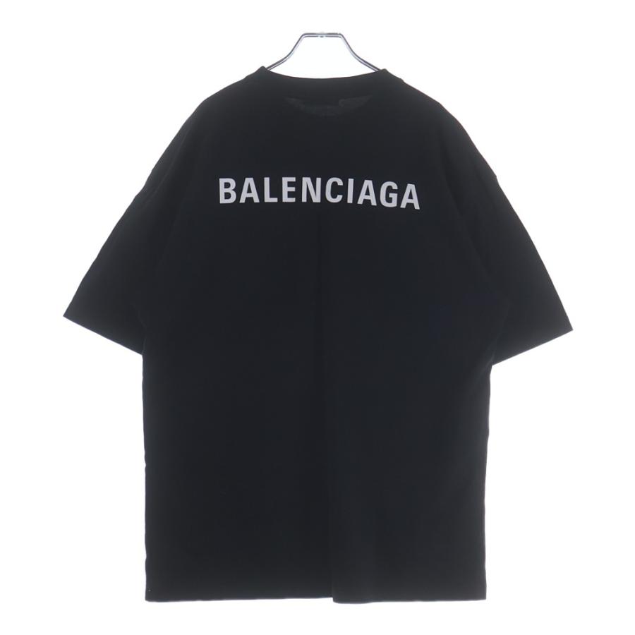 BALENCIAGA バレンシアガ 半袖Tシャツ ブラック ロゴ入り　XL BALENCIAGA（バレンシアガ） Logo Print Tee 両面ロゴプリント クルー
