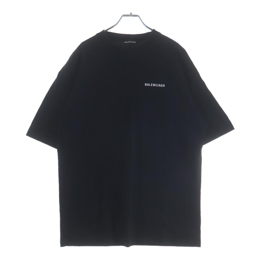 Balenciaga ロゴプリント Tシャツ ブラック BALENCIAGA（バレンシアガ） Logo Print Tee 両面ロゴプリント クルー