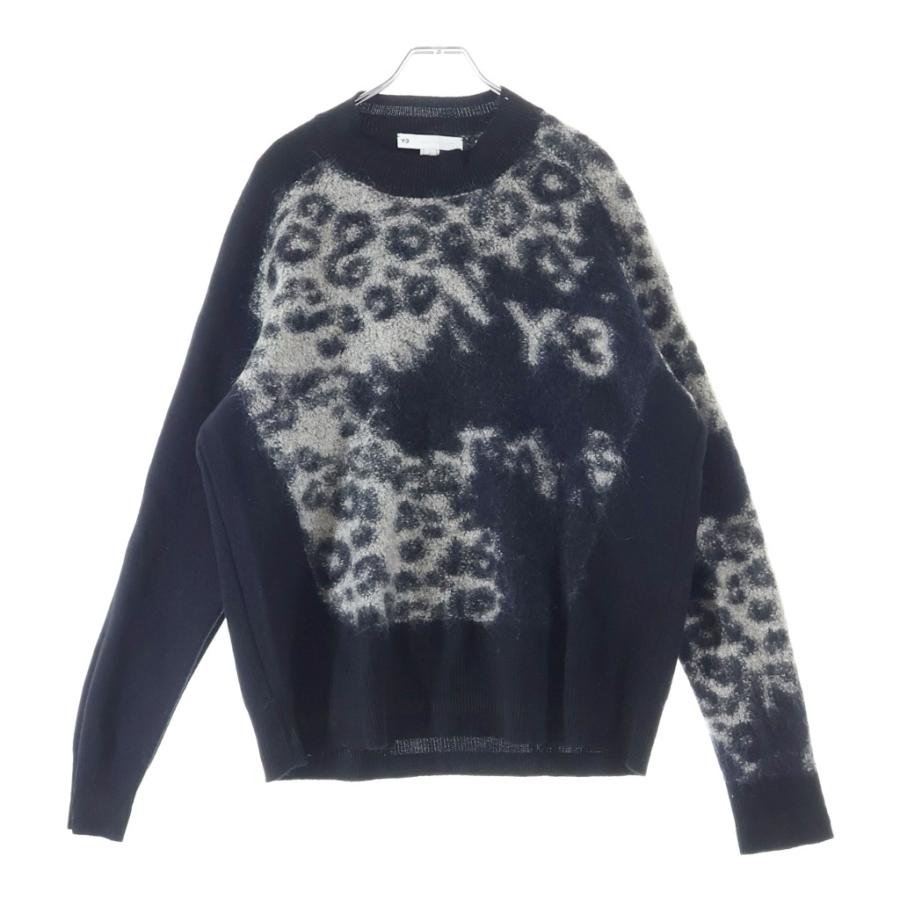 Y-3 ワイスリー U Leopard Knit Crew Sweat レオパード モヘヤ ニット スウェット ブラック Y-3 ワイスリー U Leopard Knit Crew Sweat レオパード モヘヤ ニット
