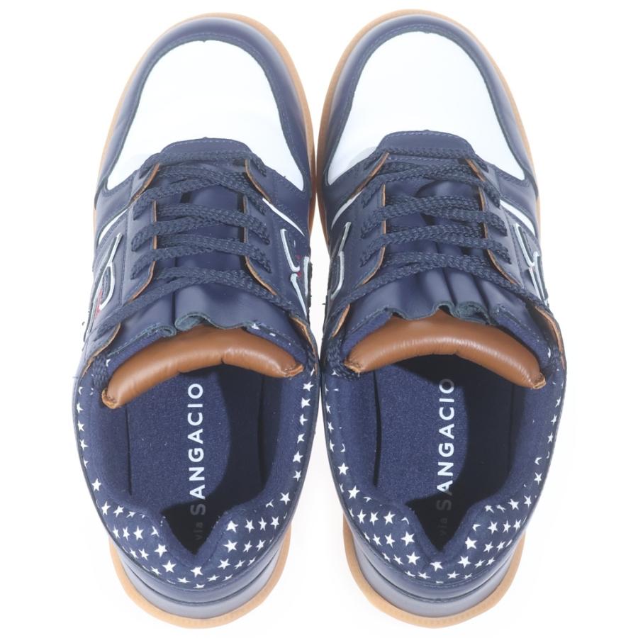 Sangacio サンガッチョ にゅ YORK COM にゅーず レザー ローカットスニーカー ネイビー US10/28cm Sangacio サンガッチョ にゅ YORK COM にゅーず レザー ローカット