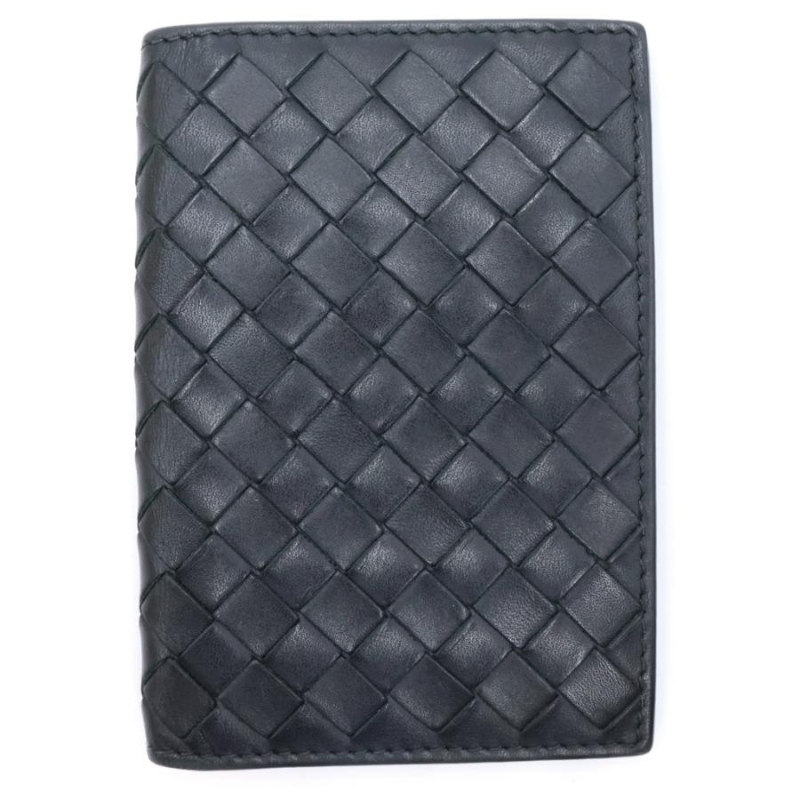 美品 レア ボッテガヴェネタ ２つ折り財布 定期入れ イントレチャート ブラック BOTTEGA VENETA（ボッテガ・ヴェネタ） イントレチャート 二つ折り