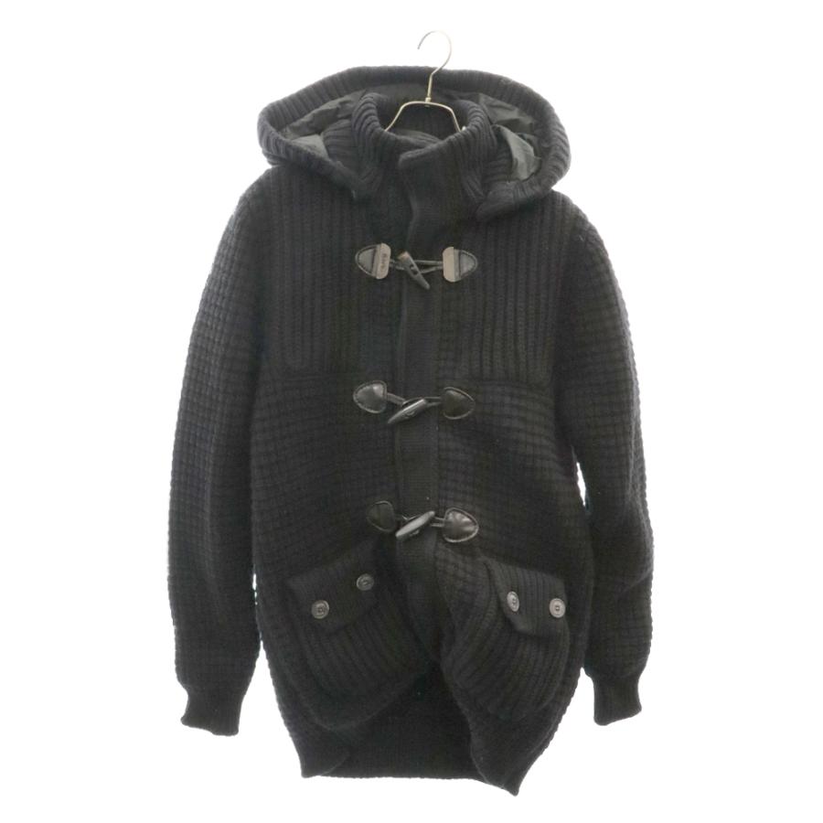 BARK / ダッフルコート/S/ポリエステル/BRW/無地/001316178-0006 BARK（バーク） ウール ワッフル ニット ダッフルコート ブラック