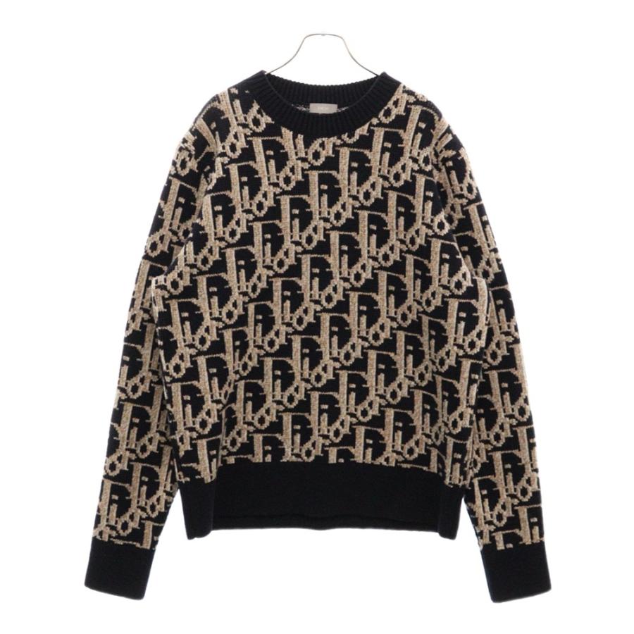 DIOR ディオール 21AW オブリーク総柄クルーネックニット ネイビー