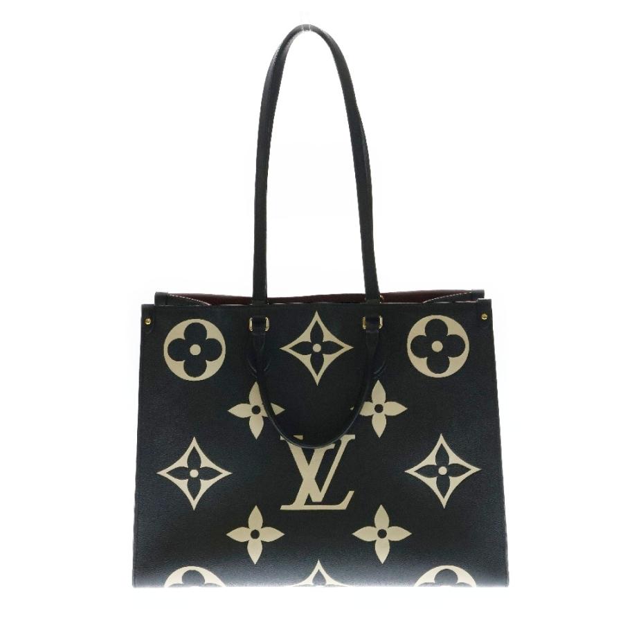 ルイヴィトン オンザゴーGM ブラック レザー A4収納可 チャーム付き LOUIS VUITTON オンザゴーGM ブラック