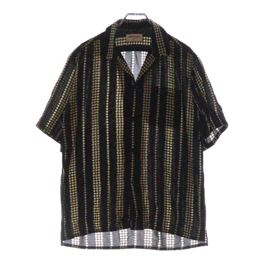 SAINT LAURENT PARIS サンローランパリ スターストライプレーヨン半袖 