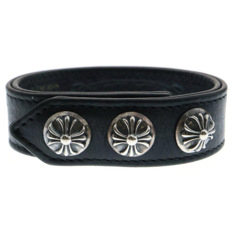 CHROME HEARTS クロムハーツ 3BTN 2SNP クロスボール 3ボタン2スナップ レザーブレスレット ベージュ/シルバー BCA123 CHROME HEARTS（クロムハーツ） 3BTN 2SNP クロスボール 3ボタン2