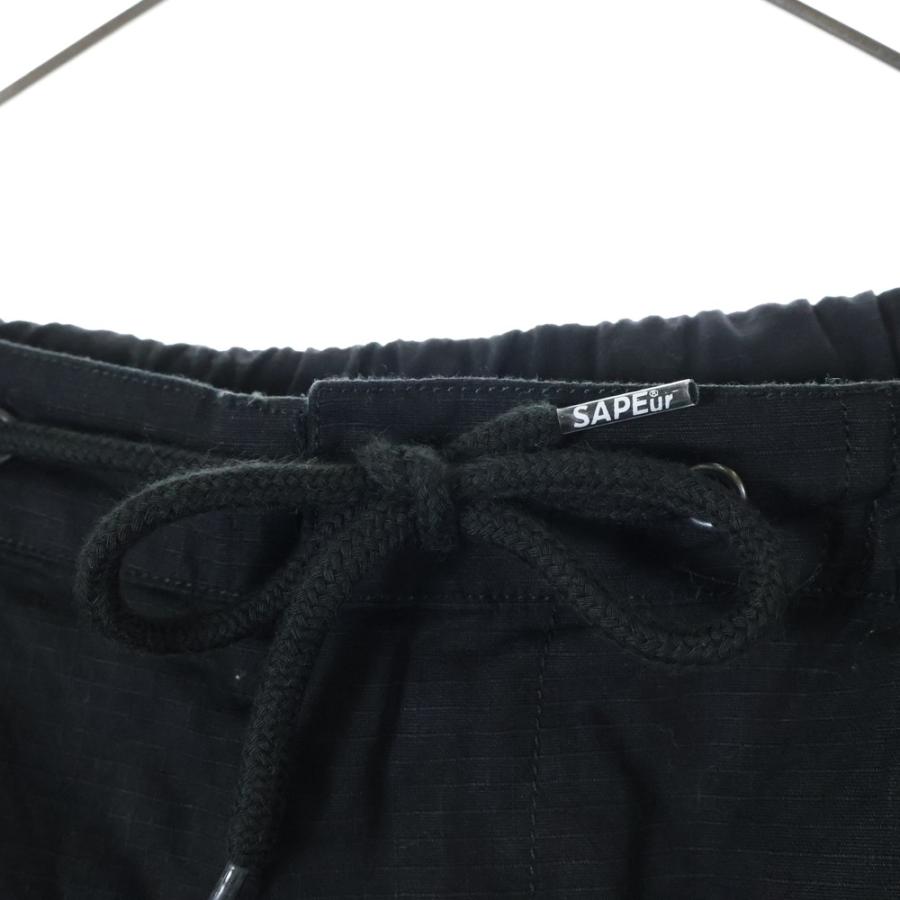 SAPEur サプール ロゴ刺繍 ジップフライ カーゴパンツ ブラック