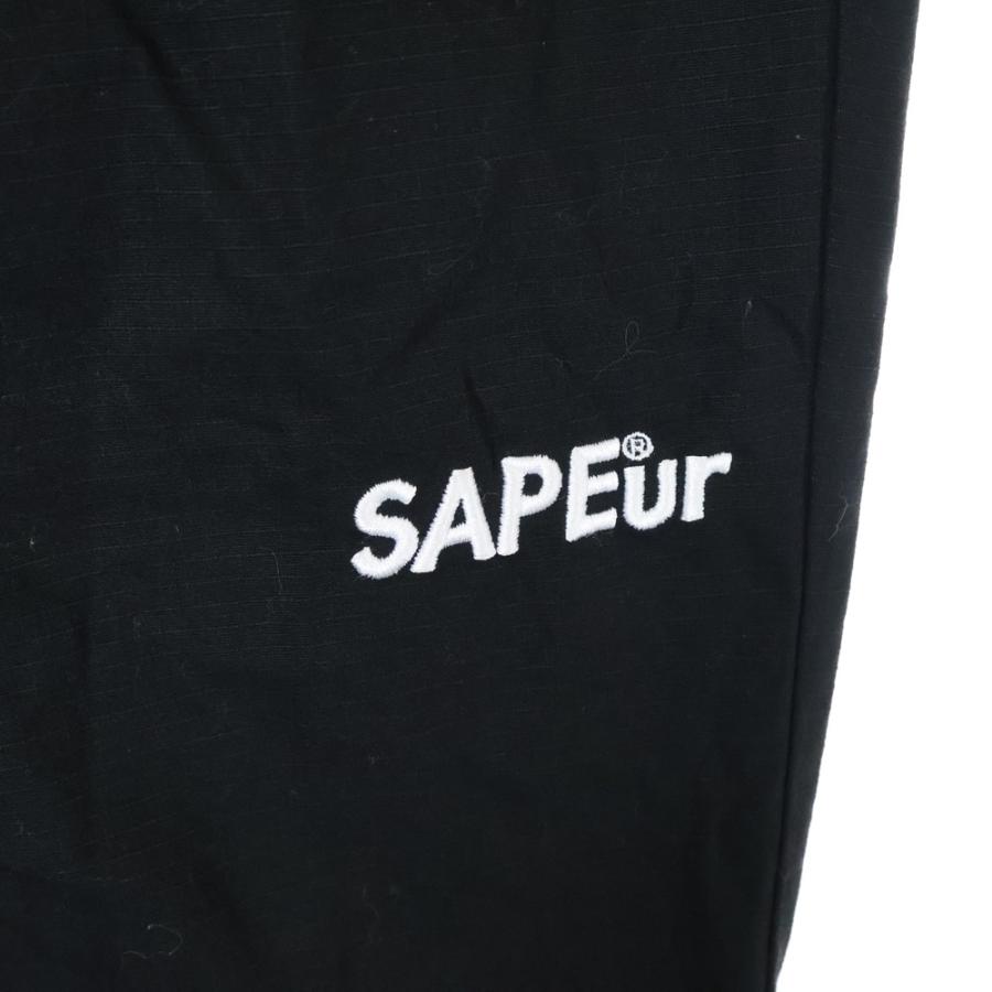 SAPEur サプール ロゴ刺繍 ジップフライ カーゴパンツ ブラック