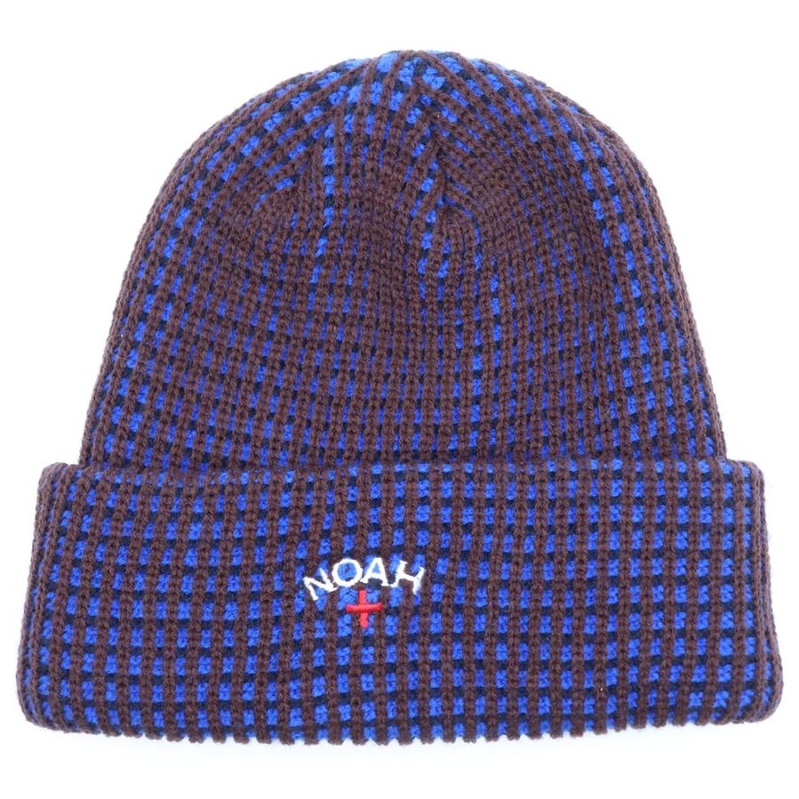 3日間大幅値下げ！NOAH ネイビー チェック柄 ニット帽 NOAH ノア Tri-Color Beanie ニット帽 帽子 ブラウン/ブルー : BRING