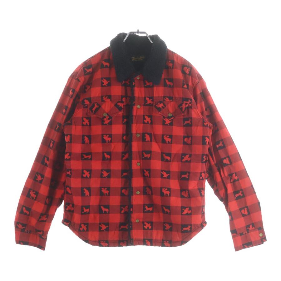 TENDERLOIN テンダーロイン T-SHERPA SHT W チェック柄 裏地ボア ジャケット レッド/ブラック TENDERLOIN（テンダーロイン） T-SHERPA SHT W チェック柄 裏地ボア