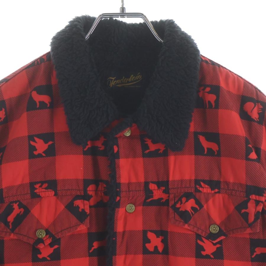 TENDERLOIN テンダーロイン T-SHERPA SHT W チェック柄 裏地ボア ジャケット レッド/ブラック TENDERLOIN（テンダーロイン） T-SHERPA SHT W チェック柄 裏地ボア
