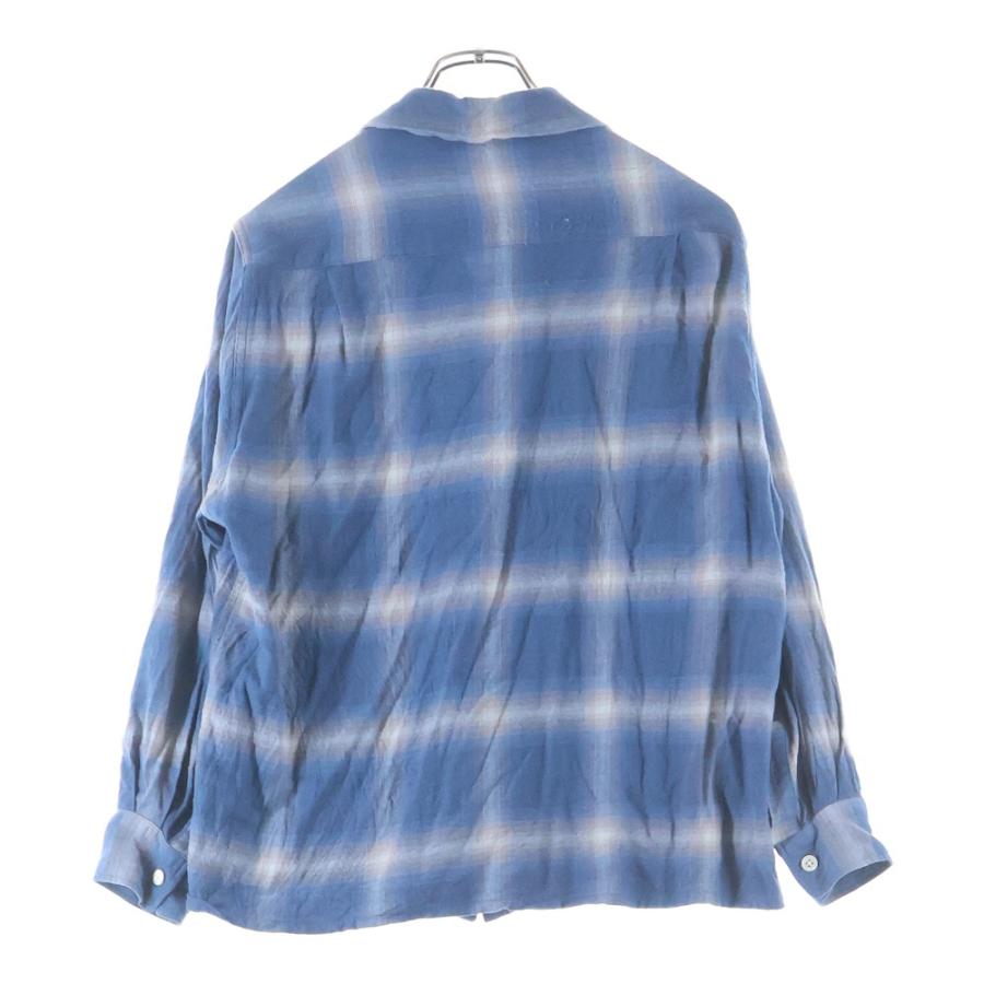 ワコマリア　チェック柄ネイビーブルー長袖シャツ WACKO MARIA（ワコマリア） 22AW オンブレチェック オープンカラー