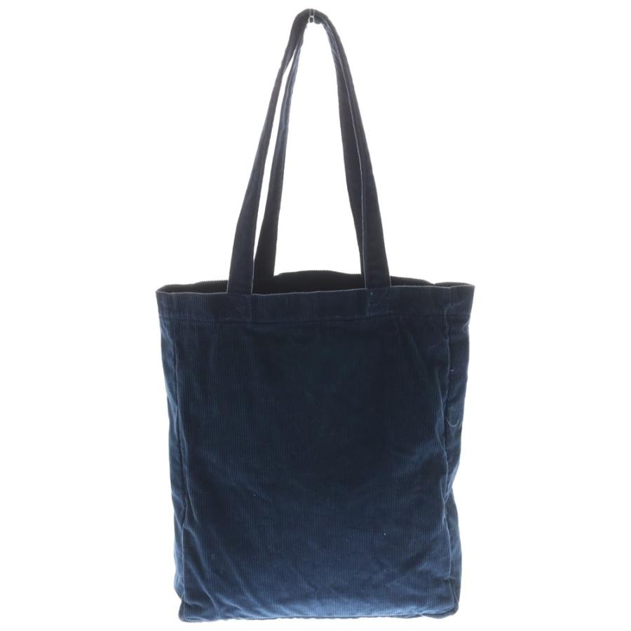 A.P.C アーペーセー ロゴプリント コーデュロイ トートバッグ ネイビー