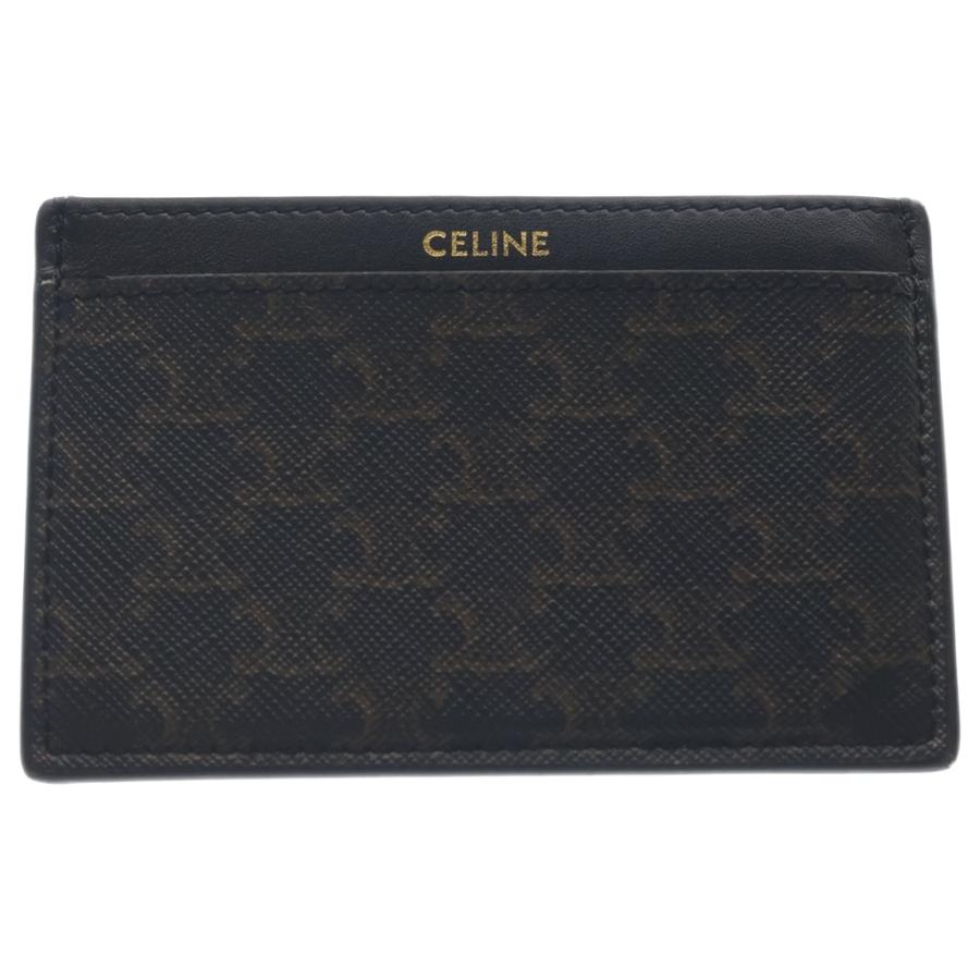 CELINE セリーヌ トリオンフ柄 レザー カードケース 名刺入れ ブラックブラウン CELINE（セリーヌ） トリオンフ柄 レザー カードケース 名刺入れ