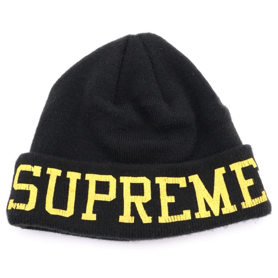 SUPREME シュプリーム 23AW Varsity Beanie ヴァーシティ ビーニー ニット帽 ブラック/イエロー Supreme（シュプリーム） 23AW Varsity Beanie ヴァーシティ ビーニー