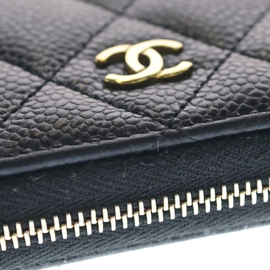 CHANEL 【超美品】クラシックパース ブラック ゴールド金具 CHANEL（シャネル） マトラッセクラシック キャビアスキン ジップ