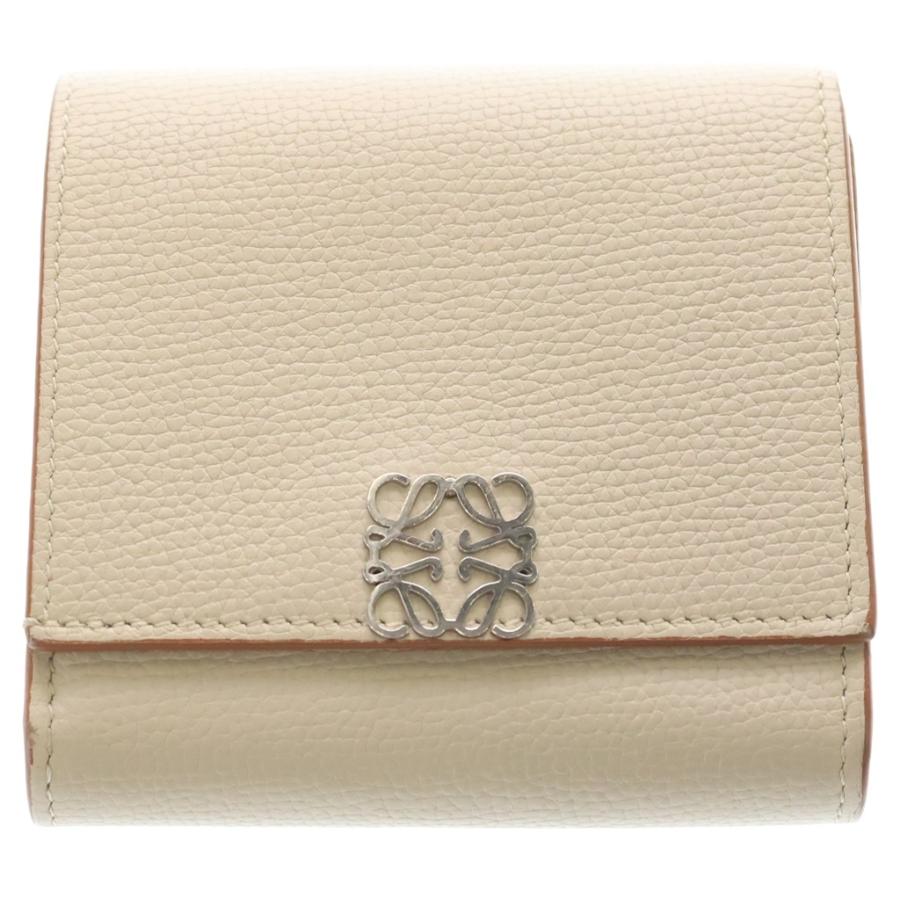 LOEWE アナグラム トライフォールド ウォレット　ベージュ系 LOEWE（ロエベ） アナグラム トライフォールド ウォレット ベージュ