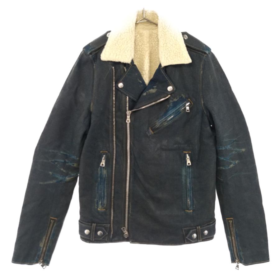 バルマン 15AW コーティング加工ダブルライダースジャケット 