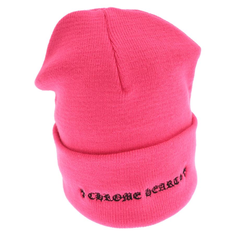 クロムハーツ Cemetery Cross Beanie Neon Pink セメタリークロスパッチ ビーニー ニット帽 ピンク