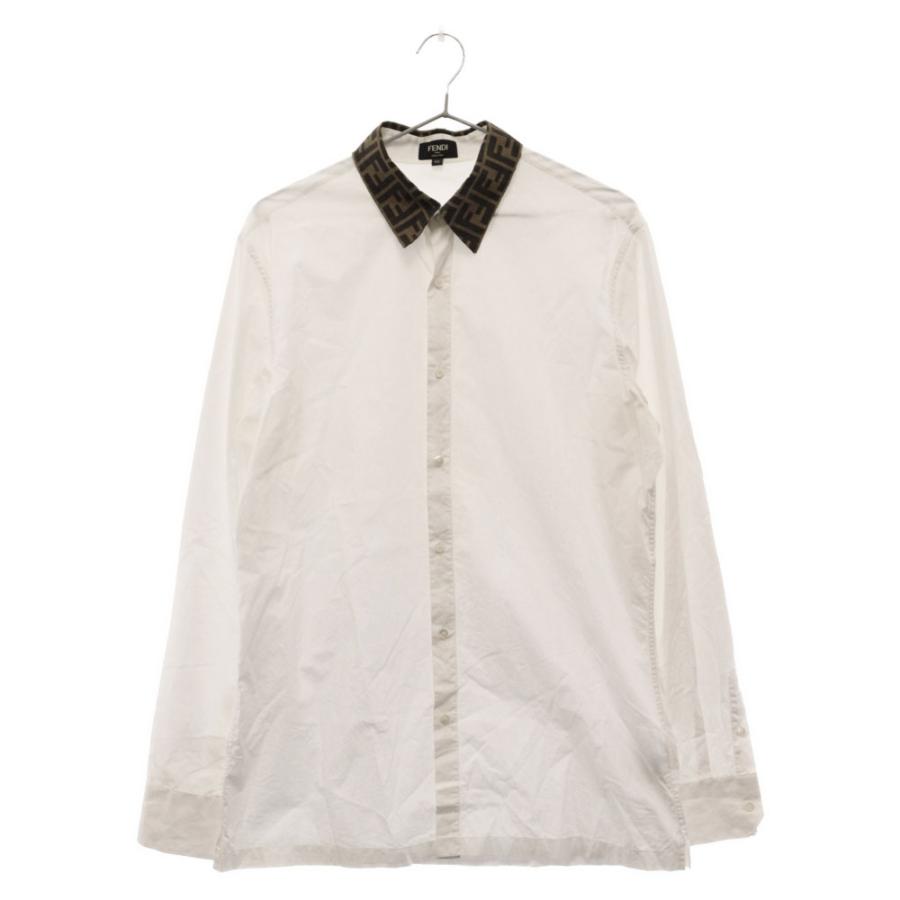 FENDI フェンディ 19AW 襟ズッカ柄 コットン 長袖シャツ FS0751 FENDI フェンディ 19AW 襟ズッカ柄 コットン 長袖シャツ FS0751