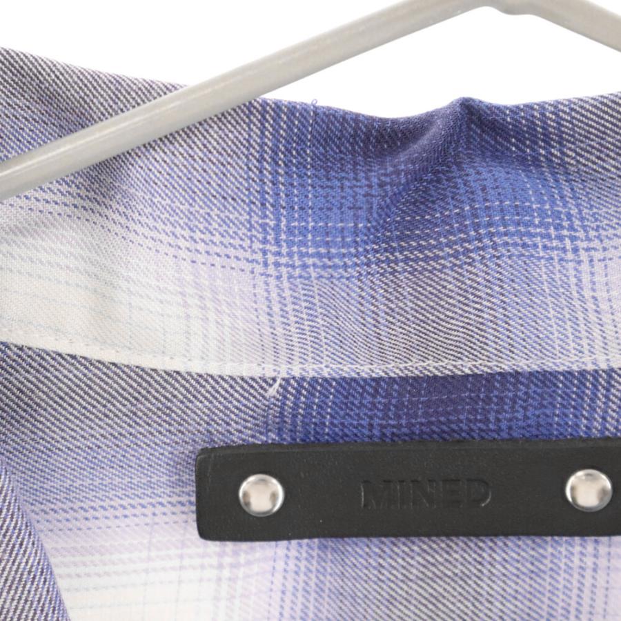 MINEDENIM（マインデニム） チェック レーヨン 長袖シャツ ブルー MND