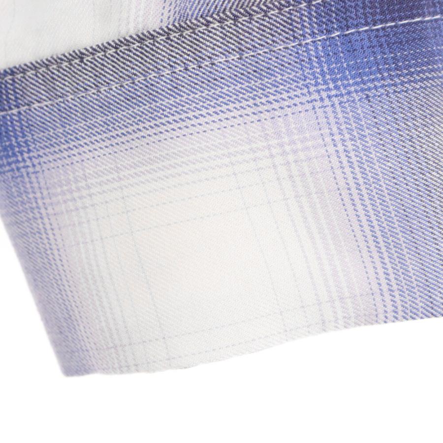 MINEDENIM（マインデニム） チェック レーヨン 長袖シャツ ブルー MND