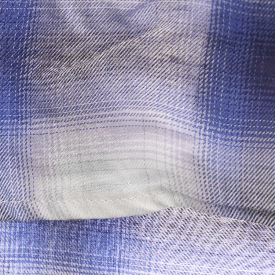 MINEDENIM（マインデニム） チェック レーヨン 長袖シャツ ブルー MND