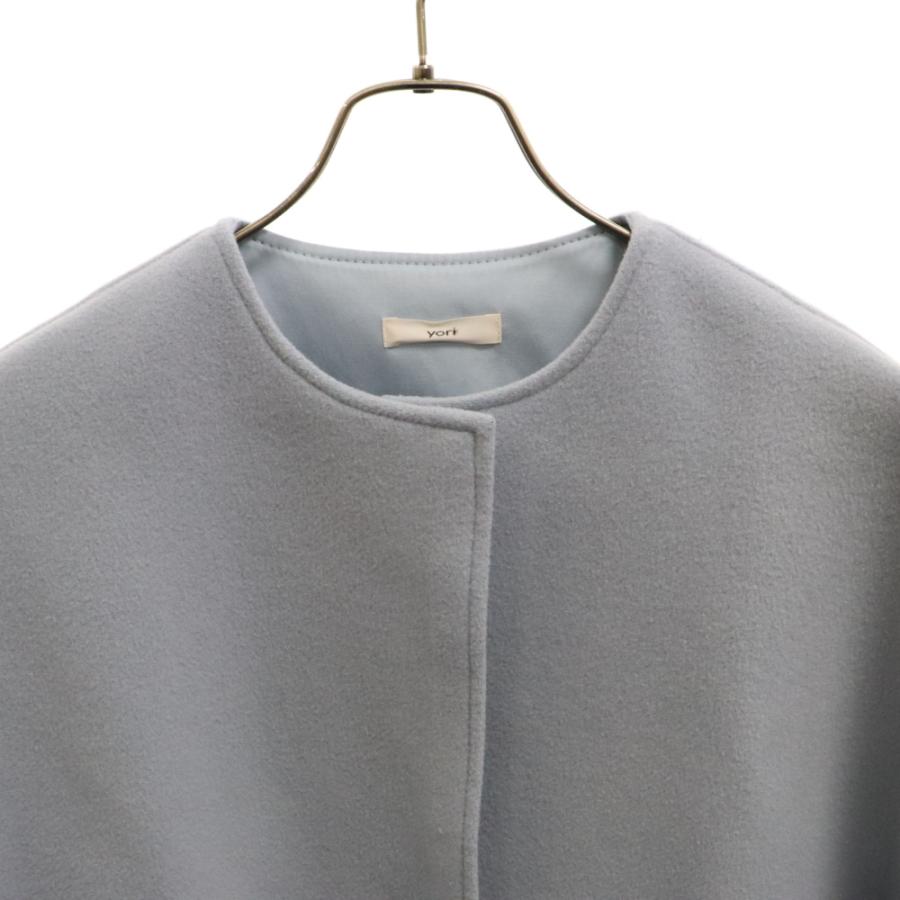 Yori yori ヨリ 22AW ウール ノーカラーコート ブルー レディース  
