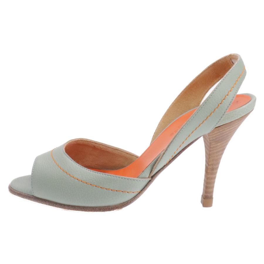 HERMES エルメス スリングバック オープントゥ レザー ハイヒール  