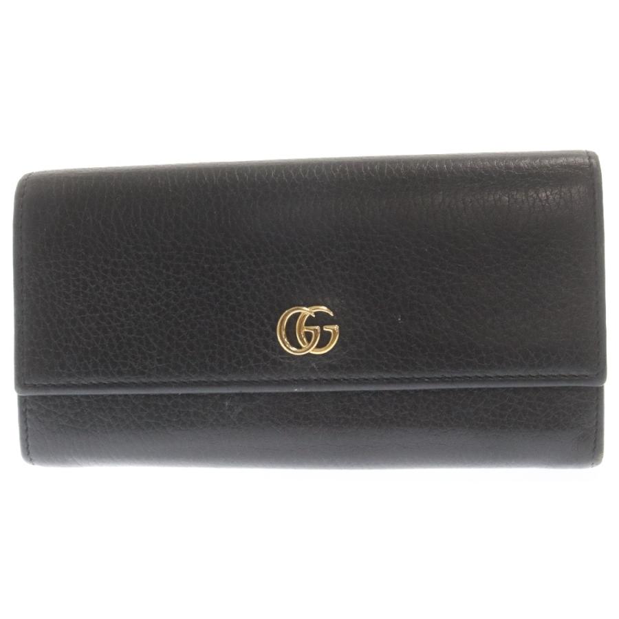 GUCCI グッチ GG プチマーモント レザー ウォレット 長財布 ブラック  