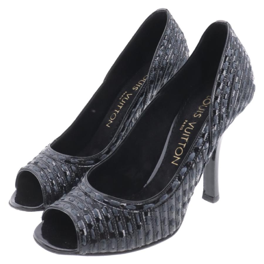 Louis Vuitton ネイビー オープントゥ ハイヒール 22.5cm