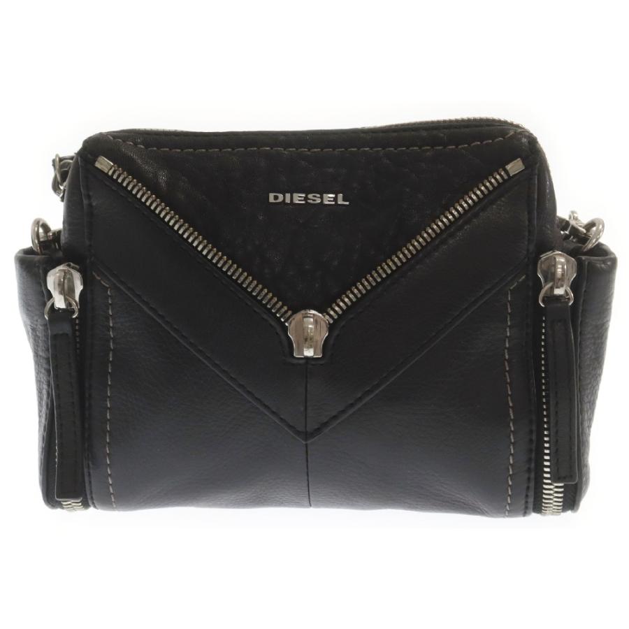 DIESEL（ディーゼル） ジップ装飾 レザー チェーンショルダーバッグ