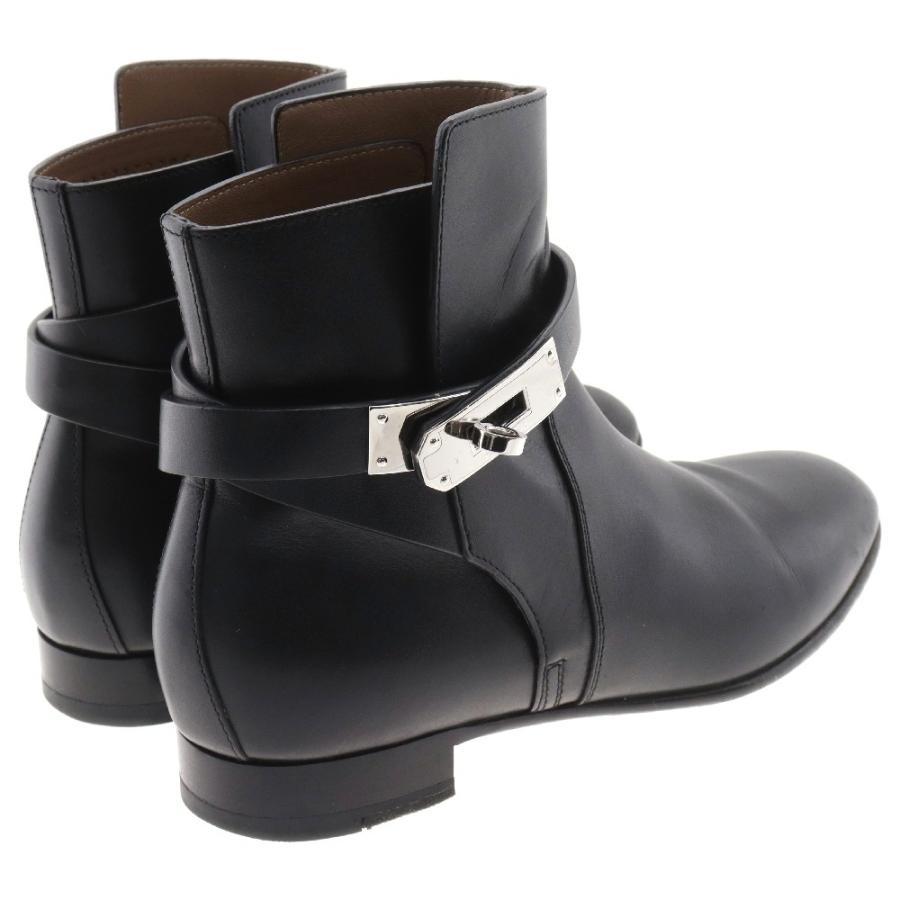 美品 エルメス レザー ショートブーツ ネオ ケリーバックル シルバー金具 36 新品/ HERMES エルメス NEO ネオ ケリー金具 レザー ショートブーツ