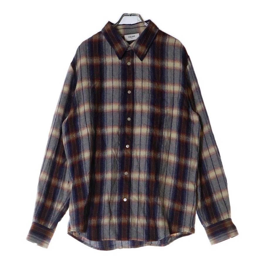 CELINE（セリーヌ） ルーズ チェック 長袖シャツ ブラウン 2C9820A08