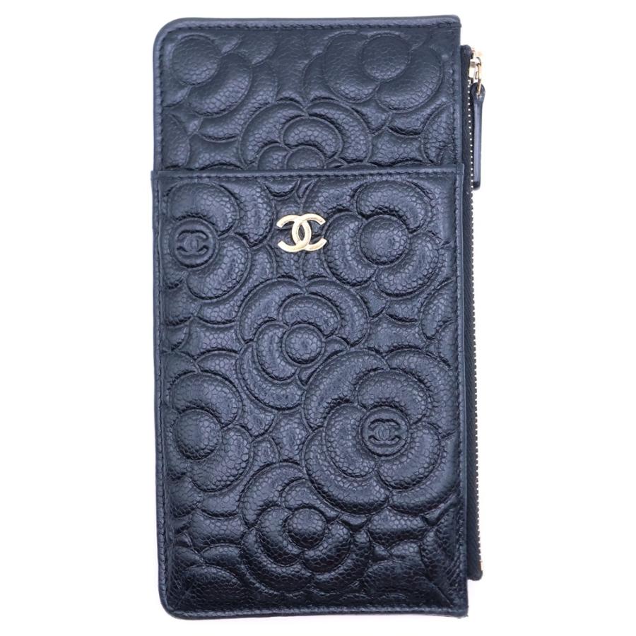 CHANEL（シャネル） カメリア キャビアスキン カードケース ブラック