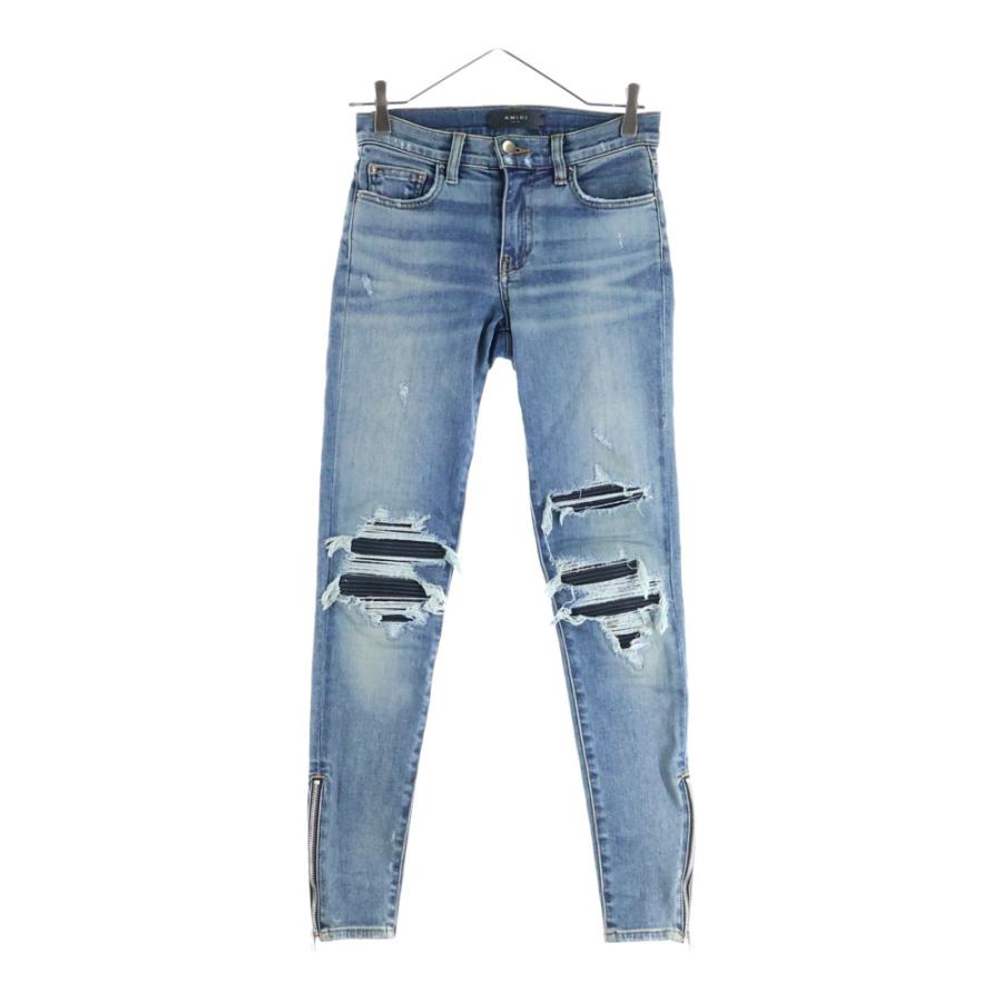 AMIRI（アミリ） 蛇腹切替ダメージ加工バイカースキニーデニムパンツ