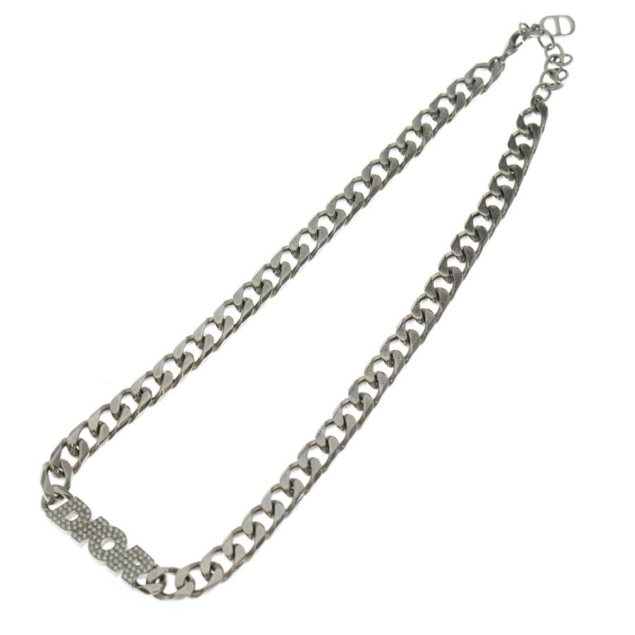 DIOR ディオール ITALIC ロゴアイコンチェーンネックレス シルバー 