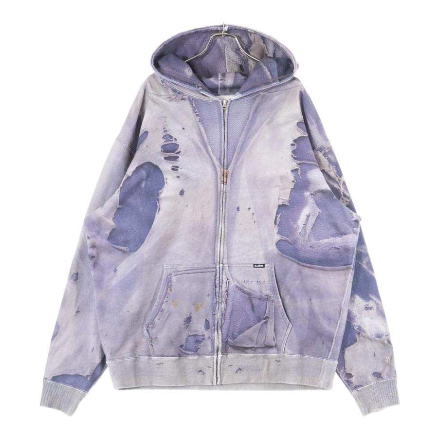 KAMIYA カミヤ 25AW TROMPE L'OEIL PRINT ZIP HOODIE ブリーチ加工