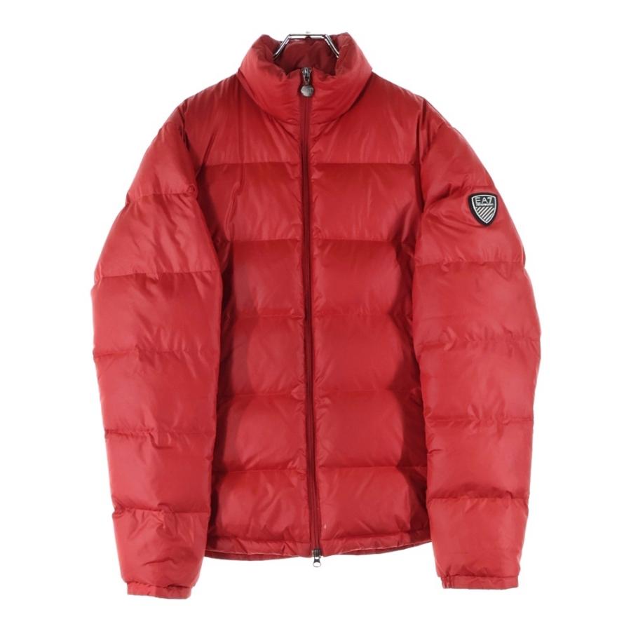 EA7 イーエーセブン エンブレムパッチナイロンダウンジャケット レッド