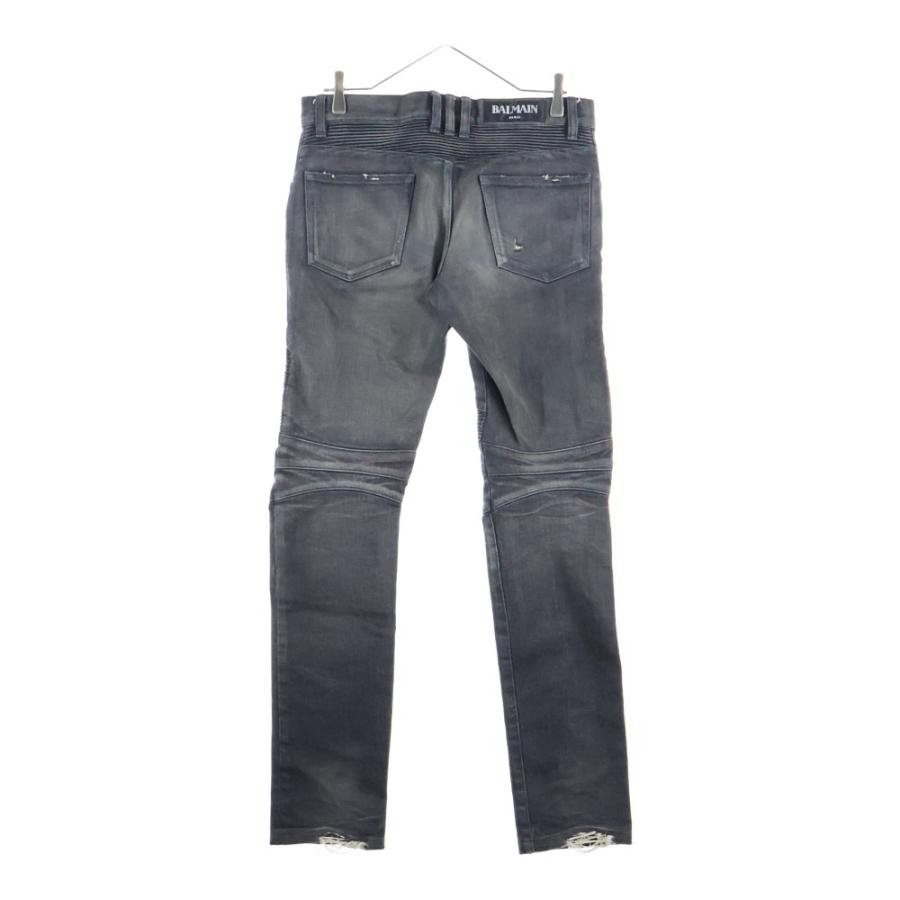 BALMAIN バルマン バイカー デニムパンツ 30 M〜L 蛇腹 グレー BALMAIN（バルマン） ダメージ加工 蛇腹バイカー デニムパンツ