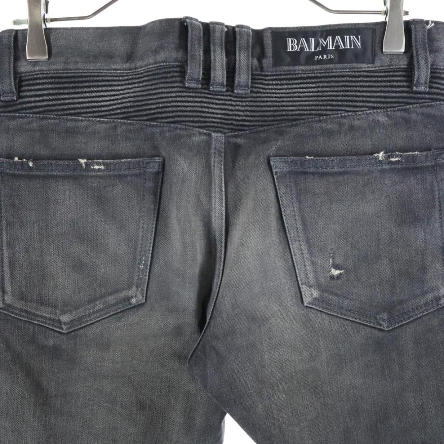 BALMAIN（バルマン） ダメージ加工 蛇腹バイカー デニムパンツ