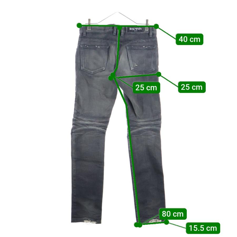 BALMAIN（バルマン） ダメージ加工 蛇腹バイカー デニムパンツ