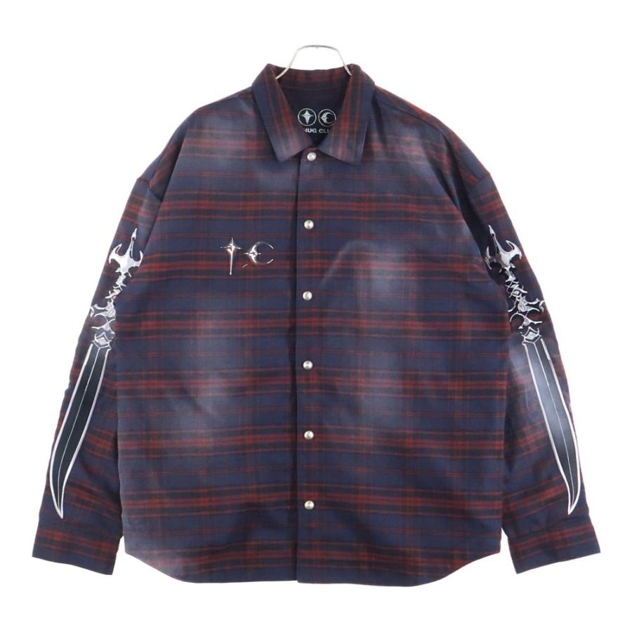 完売✨極美品✨サブカルチャー 24AW BLOCK CHECK SHIRT サグクラブ 24AW アラブソード 袖 バック刺繍 ロゴプレート チェック総