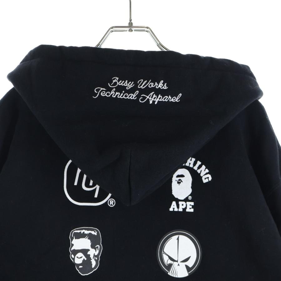 A BATHING APE パーカー 黒 フロントロゴ A BATHING APE（アベイシングエイプ） ×NEIGHBORHOOD 001PPJ231901C