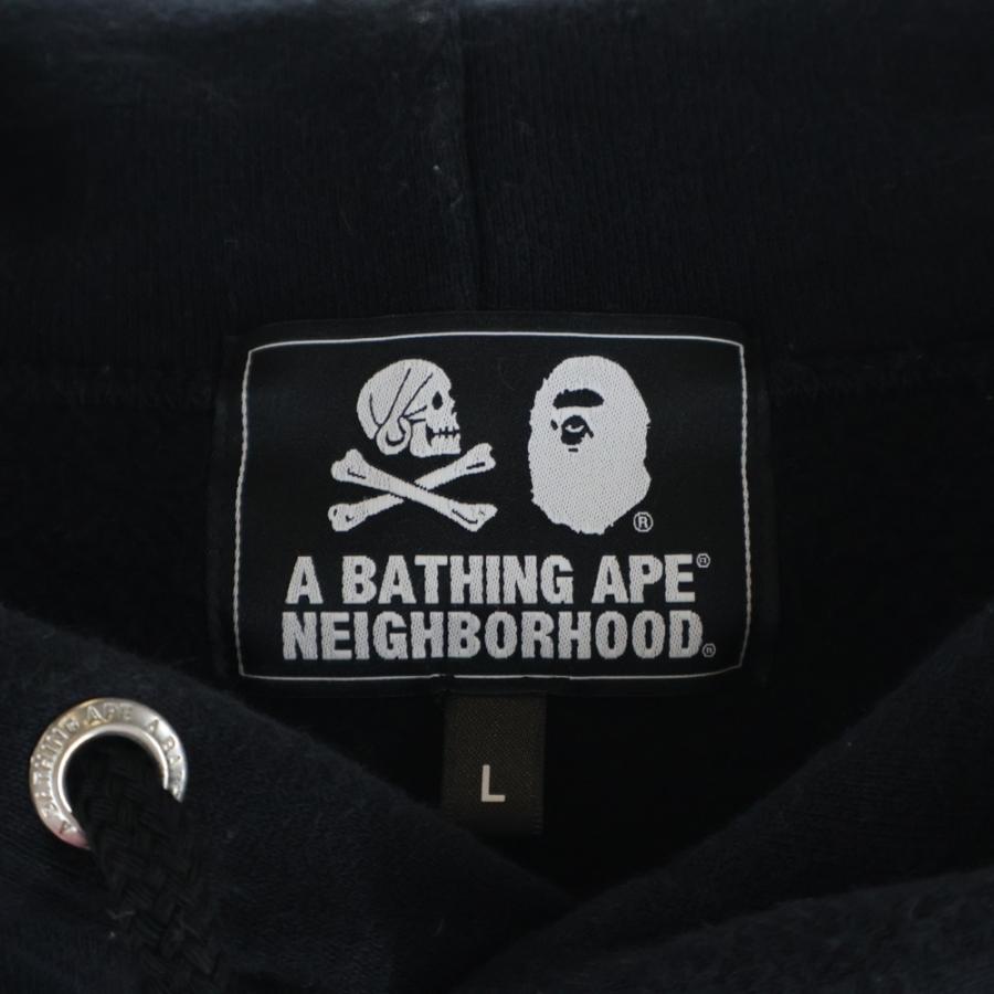 A BATHING APE パーカー 黒 フロントロゴ A BATHING APE（アベイシングエイプ） ×NEIGHBORHOOD 001PPJ231901C