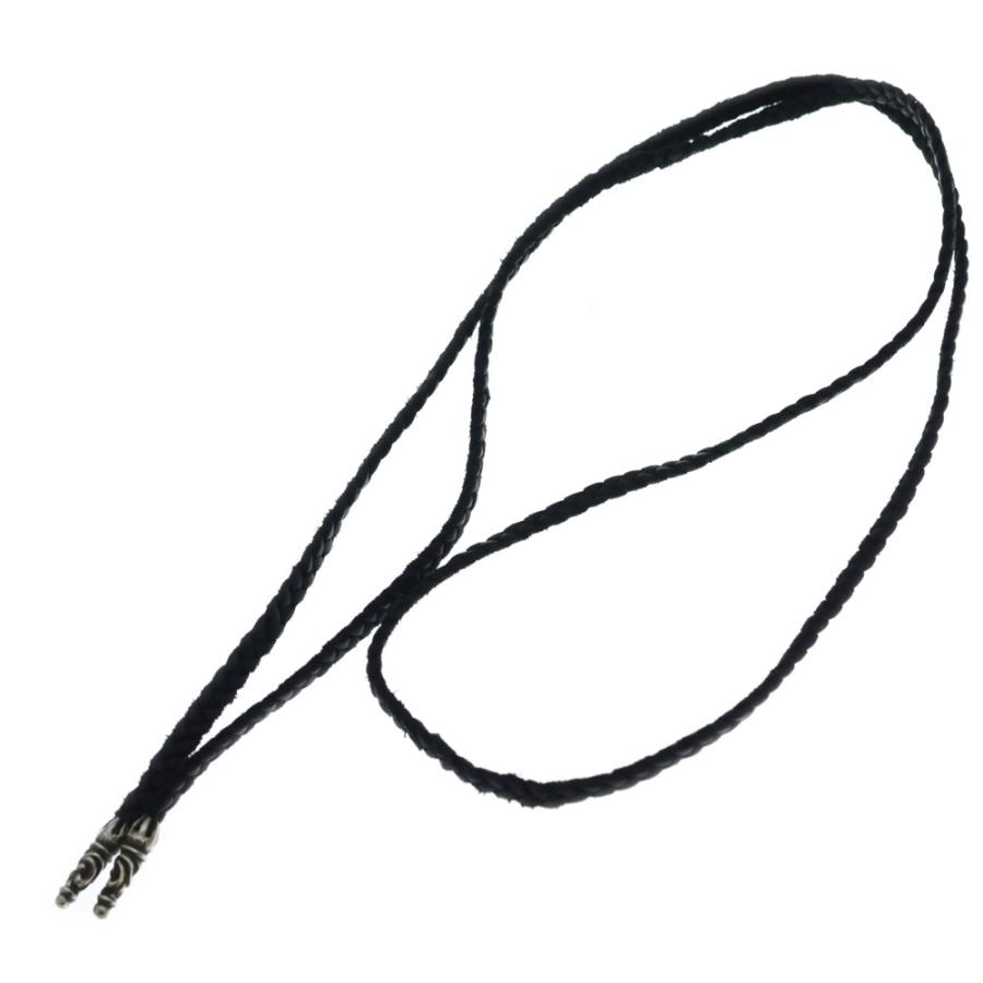 CHROME HEARTS クロムハーツ LEATHER BRAID スクロールレザーブレード シルバーネックレス ブラック/シルバー