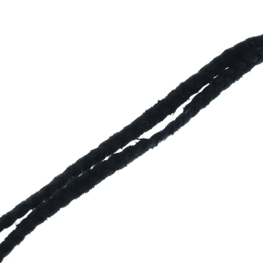 CHROME HEARTS クロムハーツ LEATHER BRAID スクロールレザーブレード シルバーネックレス ブラック/シルバー