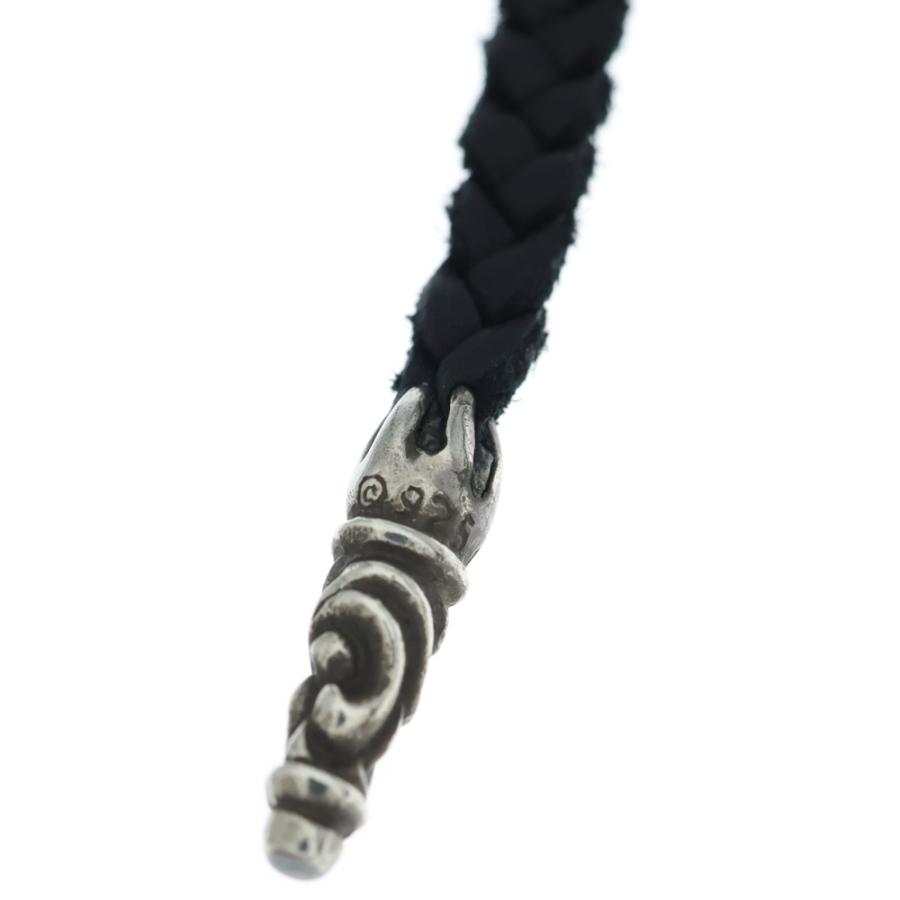 CHROME HEARTS クロムハーツ LEATHER BRAID スクロールレザーブレード シルバーネックレス ブラック/シルバー